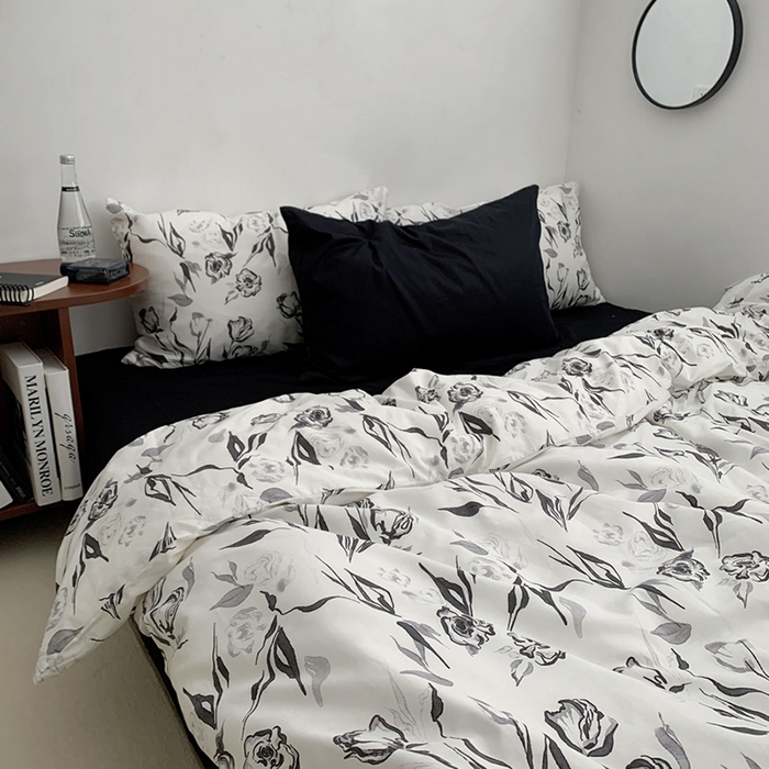 91家纺网 家纺一手货源 找家纺 柚可家居 2024秋季新款40支全棉斜纹四件套-小漫春 赫本玫瑰