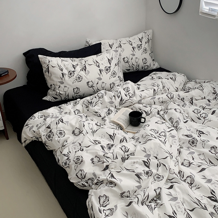 91家纺网 家纺一手货源 找家纺 柚可家居 2024秋季新款40支全棉斜纹四件套-小漫春 赫本玫瑰