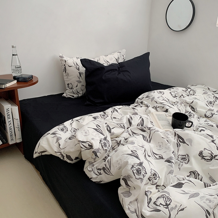 91家纺网 家纺一手货源 找家纺 柚可家居 2024秋季新款40支全棉斜纹四件套-小漫春 赫本玫瑰