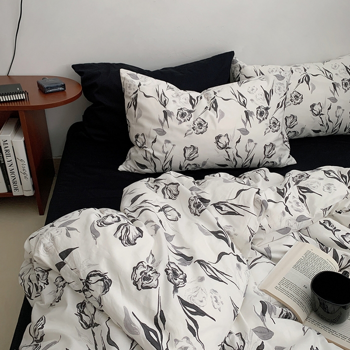 91家纺网 家纺一手货源 找家纺 柚可家居 2024秋季新款40支全棉斜纹四件套-小漫春 赫本玫瑰