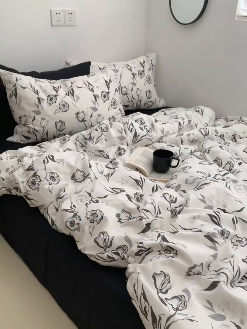 91家纺网 家纺一手货源 找家纺 柚可家居 2024秋季新款40支全棉斜纹四件套-小漫春 赫本玫瑰