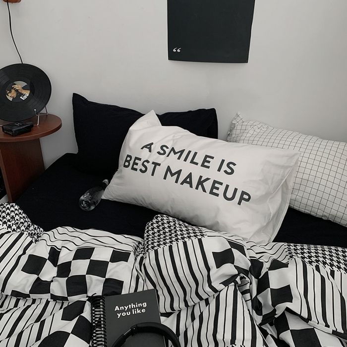 91家纺网 家纺一手货源 找家纺 柚可家居 2024秋季新款40支全棉斜纹四件套-小漫春 棋盘格千鸟格