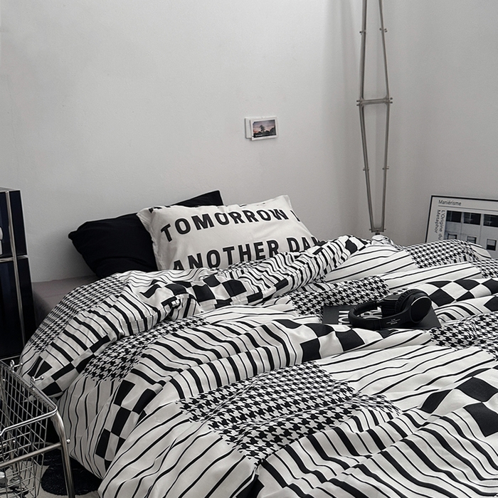 柚可家居 2024秋季新款40支全棉斜纹四件套-小漫春 白日梦-千鸟格