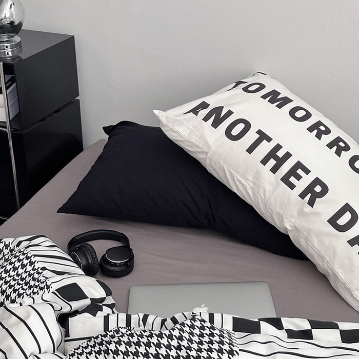 91家纺网 家纺一手货源 找家纺 柚可家居 2024秋季新款40支全棉斜纹四件套-小漫春 白日梦-千鸟格