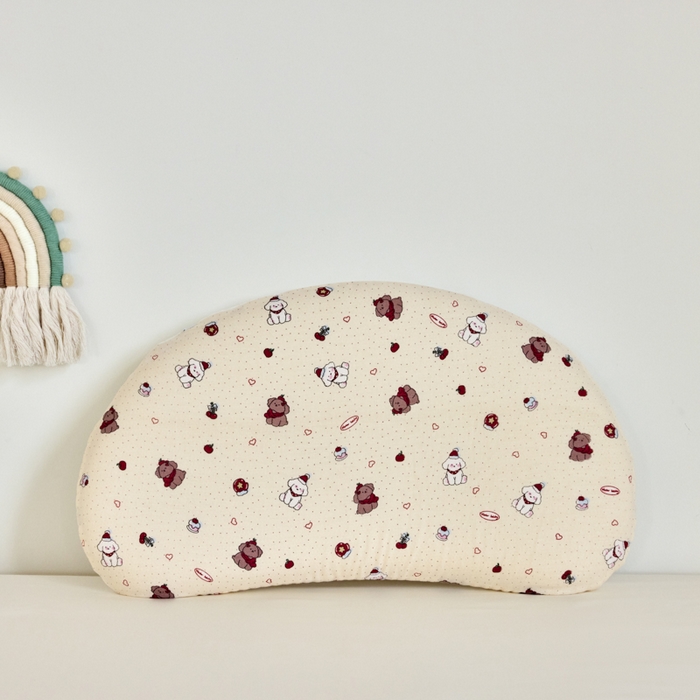 91家纺网 家纺一手货源 找家纺 昕科  2025新款A类母婴级双感月牙硅胶儿童枕-婴儿凉感冰豆豆硅胶枕头儿童全棉双层纱枕芯 抹茶奶酪狗-3cm