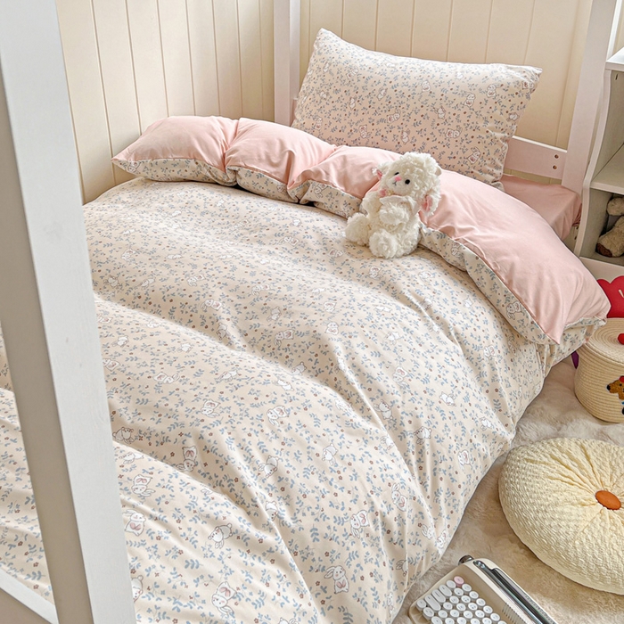 91家纺网 家纺一手货源 找家纺 （总）朵朵家纺2025新款水洗云朵糯糯棉三四件套水洗棉简约风ins风小碎花学生宿舍床被套床单款床笠款三四件套——单被套 