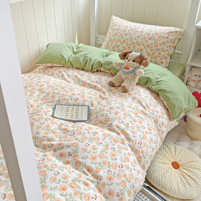 91家纺网 家纺一手货源 找家纺 （总）朵朵家纺2025新款水洗云朵糯糯棉三四件套水洗棉简约风ins风小碎花学生宿舍床被套床单款床笠款三四件套——单被套 