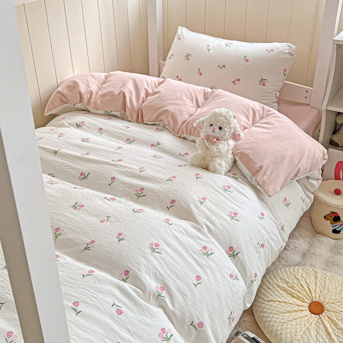 91家纺网 家纺一手货源 找家纺 （总）朵朵家纺2025新款水洗云朵糯糯棉三四件套水洗棉简约风ins风小碎花学生宿舍床被套床单款床笠款三四件套——单被套 