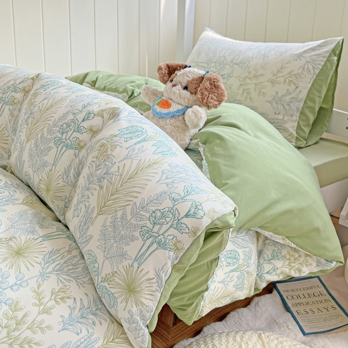 91家纺网 家纺一手货源 找家纺 朵朵家纺2025新款水洗云朵糯糯棉三四件套水洗棉简约风ins风小碎花学生宿舍床被套床单款床笠款三四件套——单被套  春晓