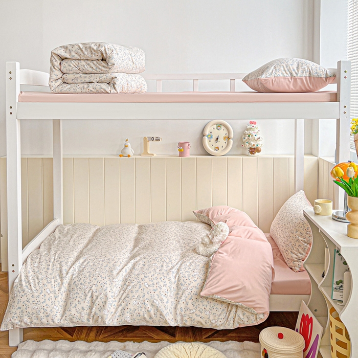 91家纺网 家纺一手货源 找家纺 朵朵家纺2025新款水洗云朵糯糯棉三四件套水洗棉简约风ins风小碎花学生宿舍床被套床单款床笠款三四件套——单被套 - 副本 花丛兔