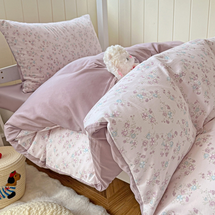 91家纺网 家纺一手货源 找家纺 朵朵家纺2025新款水洗云朵糯糯棉三四件套水洗棉简约风ins风小碎花学生宿舍床被套床单款床笠款三四件套——单被套 - 副本 花梦