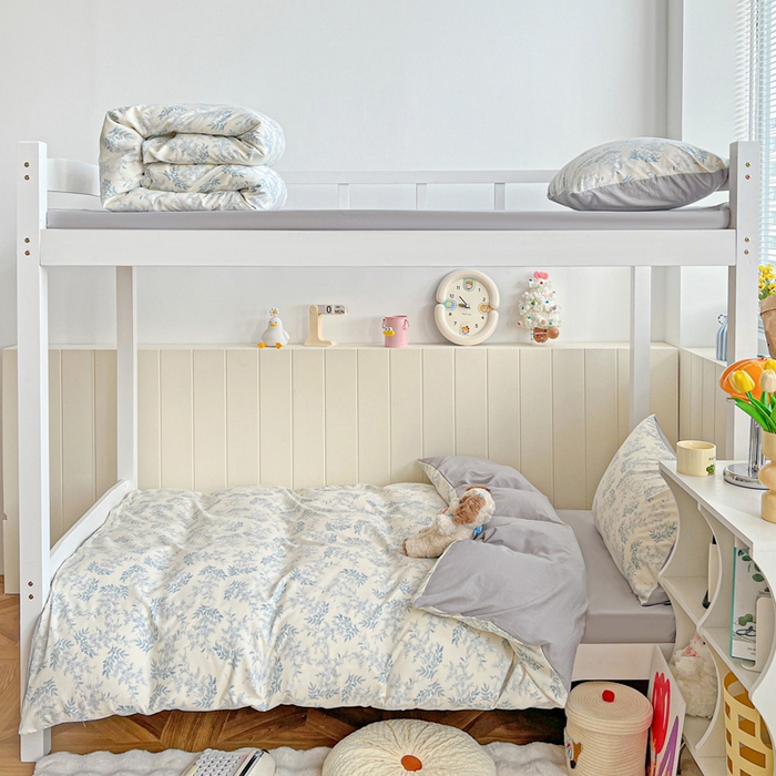 91家纺网 家纺一手货源 找家纺 朵朵家纺2025新款水洗云朵糯糯棉三四件套水洗棉简约风ins风小碎花学生宿舍床被套床单款床笠款三四件套——单被套  蓝颜