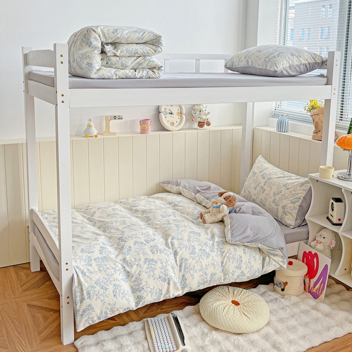 91家纺网 家纺一手货源 找家纺 朵朵家纺2025新款水洗云朵糯糯棉三四件套水洗棉简约风ins风小碎花学生宿舍床被套床单款床笠款三四件套——单被套  蓝颜