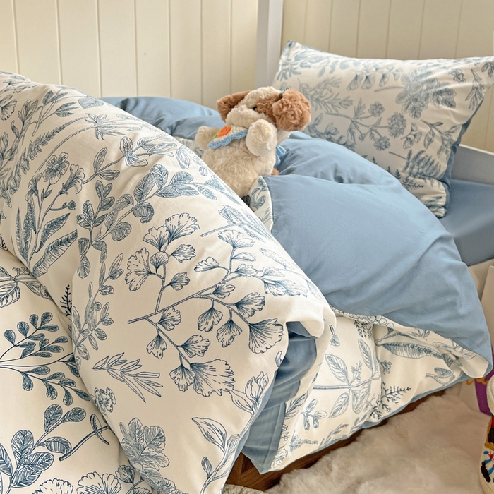 91家纺网 家纺一手货源 找家纺 朵朵家纺2025新款水洗云朵糯糯棉三四件套水洗棉简约风ins风小碎花学生宿舍床被套床单款床笠款三四件套——单被套 恋爱季节