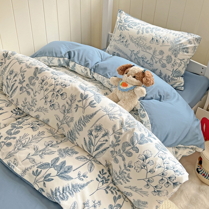 91家纺网 家纺一手货源 找家纺 朵朵家纺2025新款水洗云朵糯糯棉三四件套水洗棉简约风ins风小碎花学生宿舍床被套床单款床笠款三四件套——单被套 恋爱季节