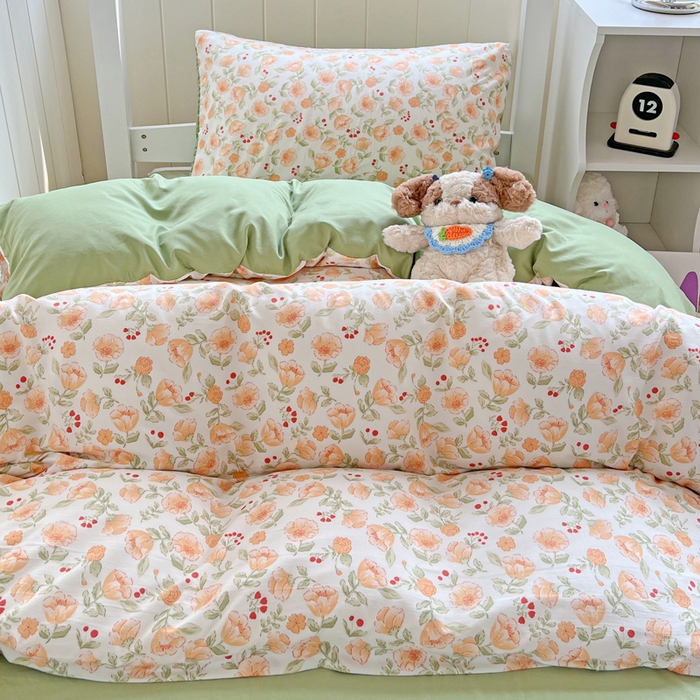 91家纺网 家纺一手货源 找家纺 朵朵家纺2025新款水洗云朵糯糯棉三四件套水洗棉简约风ins风小碎花学生宿舍床被套床单款床笠款三四件套——单被套 热恋