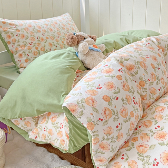 91家纺网 家纺一手货源 找家纺 朵朵家纺2025新款水洗云朵糯糯棉三四件套水洗棉简约风ins风小碎花学生宿舍床被套床单款床笠款三四件套——单被套 热恋