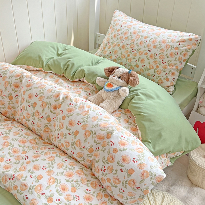 91家纺网 家纺一手货源 找家纺 朵朵家纺2025新款水洗云朵糯糯棉三四件套水洗棉简约风ins风小碎花学生宿舍床被套床单款床笠款三四件套——单被套 热恋