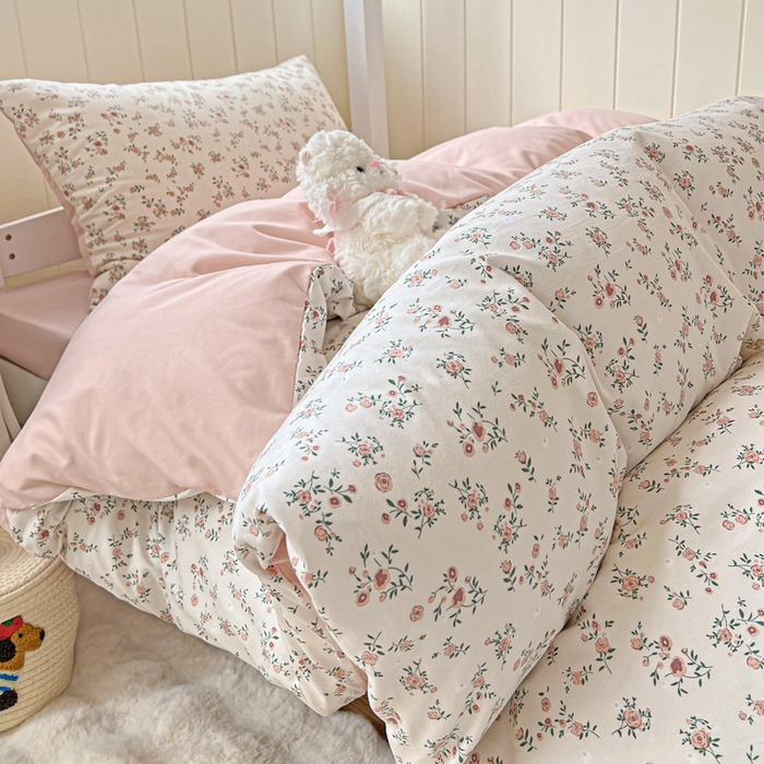 91家纺网 家纺一手货源 找家纺 朵朵家纺2025新款水洗云朵糯糯棉三四件套水洗棉简约风ins风小碎花学生宿舍床被套床单款床笠款三四件套——单被套 忘忧草