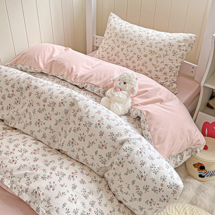 91家纺网 家纺一手货源 找家纺 朵朵家纺2025新款水洗云朵糯糯棉三四件套水洗棉简约风ins风小碎花学生宿舍床被套床单款床笠款三四件套——单被套 忘忧草