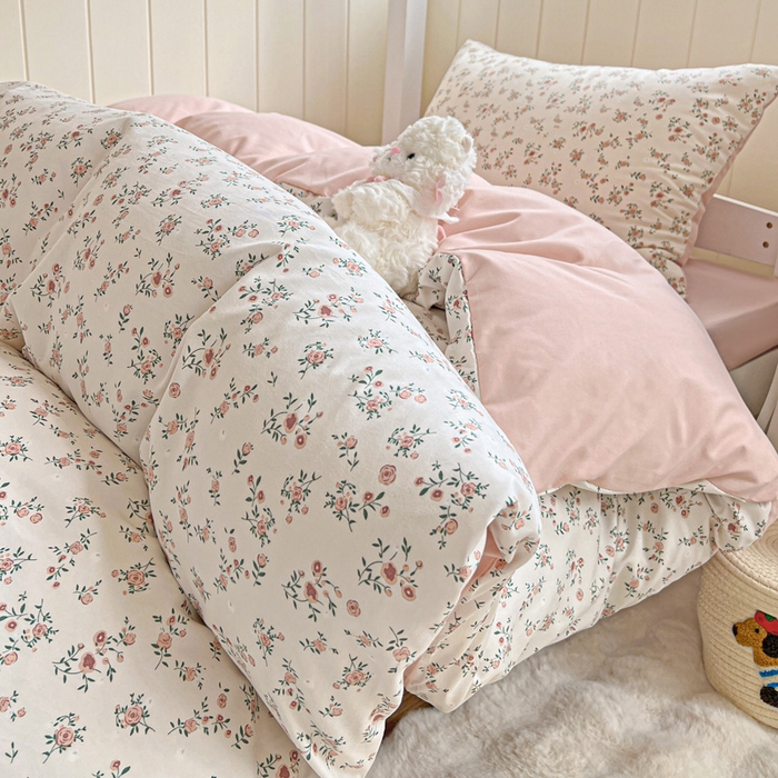 91家纺网 家纺一手货源 找家纺 朵朵家纺2025新款水洗云朵糯糯棉三四件套水洗棉简约风ins风小碎花学生宿舍床被套床单款床笠款三四件套——单被套 忘忧草