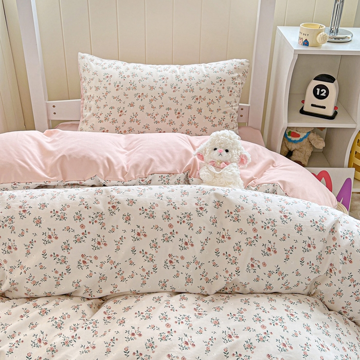 91家纺网 家纺一手货源 找家纺 朵朵家纺2025新款水洗云朵糯糯棉三四件套水洗棉简约风ins风小碎花学生宿舍床被套床单款床笠款三四件套——单被套 忘忧草