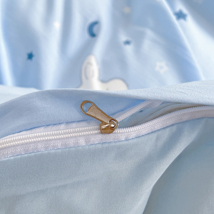 91家纺网 家纺一手货源 找家纺 朵朵家纺2025新款水洗云朵糯糯棉三四件套水洗棉简约风ins风小碎花学生宿舍床被套床单款床笠款三四件套——单被套 - 副本 星空兔