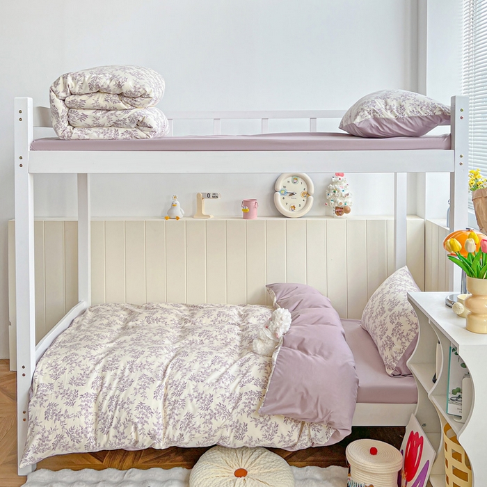 91家纺网 家纺一手货源 找家纺 朵朵家纺2025新款水洗云朵糯糯棉三四件套水洗棉简约风ins风小碎花学生宿舍床被套床单款床笠款三四件套——单被套 - 副本 紫颜