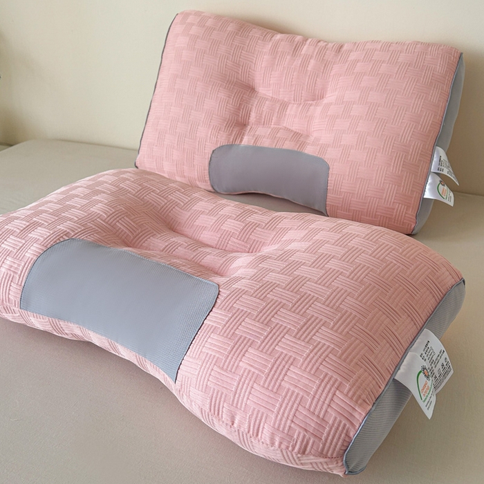 91家纺网 家纺一手货源 找家纺 雅晨枕芯 2025新款枕芯云感华夫格按摩SPA枕头跨境爆款枕芯家用枕头枕芯 华夫格按摩枕-粉色 48x74cm中枕/只