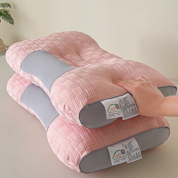 91家纺网 家纺一手货源 找家纺 雅晨枕芯 2025新款枕芯云感华夫格按摩SPA枕头跨境爆款枕芯家用枕头枕芯 华夫格按摩枕-粉色 48x74cm中枕/只