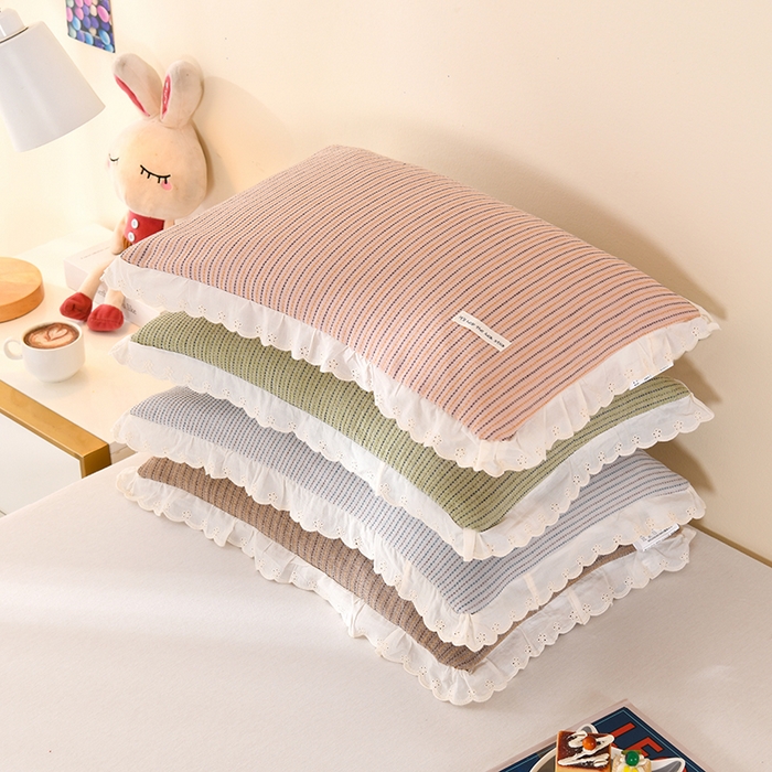 金牛枕芯 2025新款全棉双层纱荞麦枕简约条纹学生儿童枕头枕芯护颈枕 组合图仅供展示