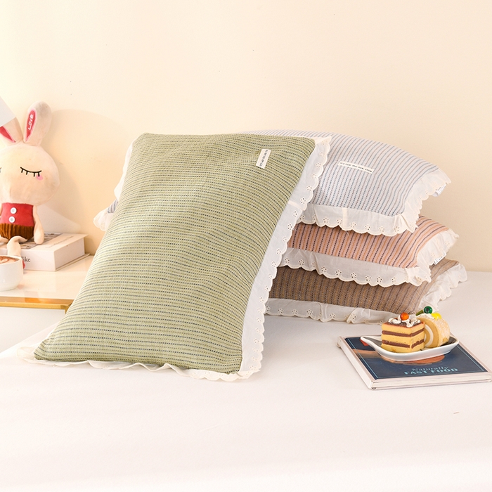 91家纺网 家纺一手货源 找家纺 （总）金牛枕芯 2025新款全棉双层纱荞麦枕简约条纹学生儿童枕头枕芯护颈枕