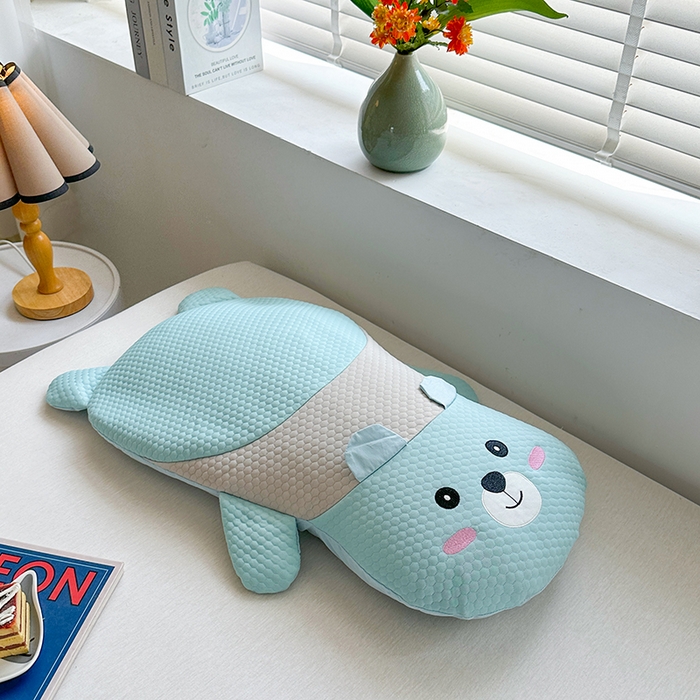 金牛枕芯 2025新款冰豆豆趴趴兔趴趴熊荞麦枕卡通学生儿童护颈枕头枕芯(出量可聊) 凉感小兔小熊-小熊
