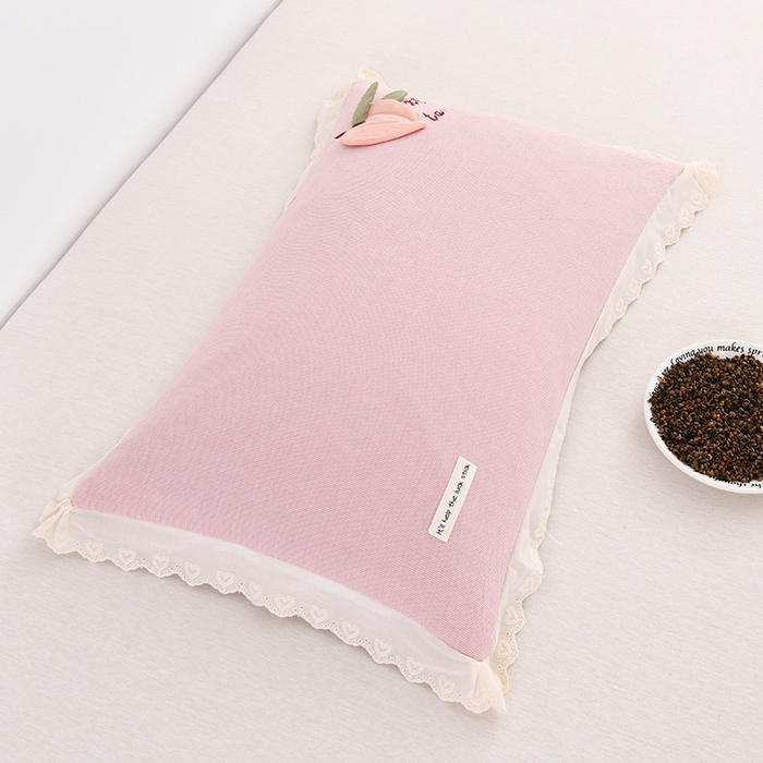 金牛枕芯 2025新款全棉水洗棉桃禧荞麦枕纯色贴布绣花学生儿童枕头枕芯 桃禧-粉色 