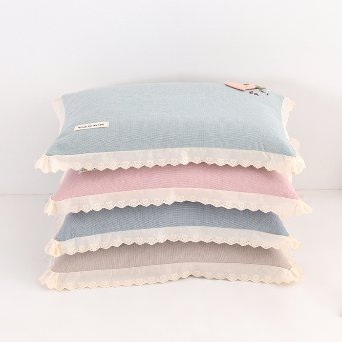 （总）金牛枕芯 2025新款全棉水洗棉桃禧荞麦枕纯色贴布绣花学生儿童枕头枕芯