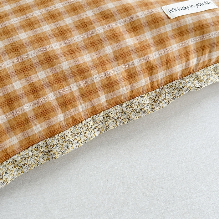 91家纺网 家纺一手货源 找家纺 金牛枕芯 2025新款全棉水洗棉小提花荞麦枕花边护颈枕头学生儿童枕芯枕头 星星枕-绿格子