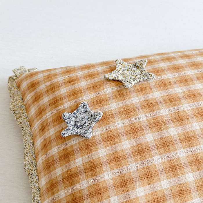 91家纺网 家纺一手货源 找家纺 金牛枕芯 2025新款全棉水洗棉小提花荞麦枕花边护颈枕头学生儿童枕芯枕头 星星枕-绿格子