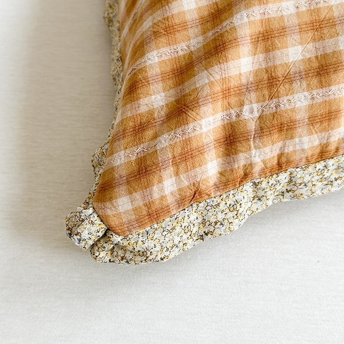 91家纺网 家纺一手货源 找家纺 金牛枕芯 2025新款全棉水洗棉小提花荞麦枕花边护颈枕头学生儿童枕芯枕头 星星枕-绿格子