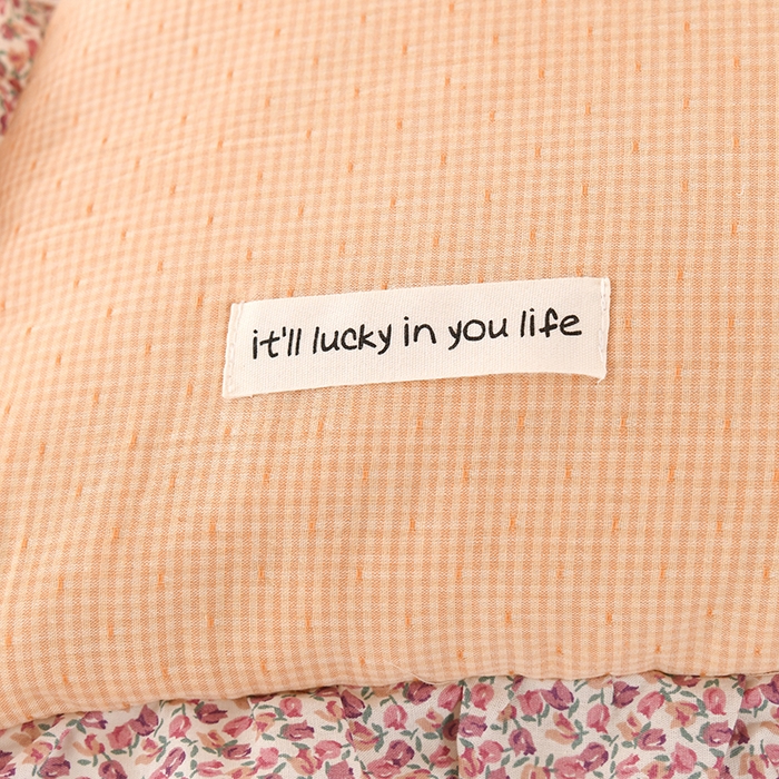 91家纺网 家纺一手货源 找家纺 金牛枕芯 2025春夏新款贴布绣樱桃荞麦枕全棉水洗棉小提花儿童学生枕头枕芯 樱桃丸子-橙色