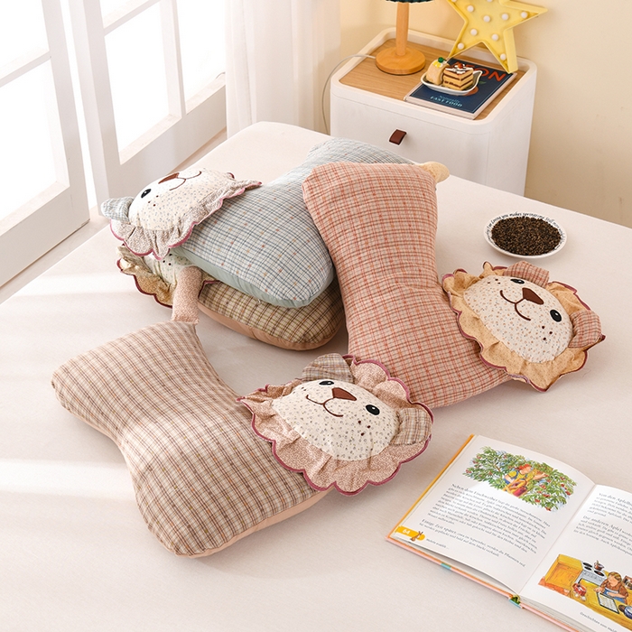 （总）金牛枕芯 2025新款全棉双层纱狮子枕荞麦枕学生儿童护颈枕头枕芯