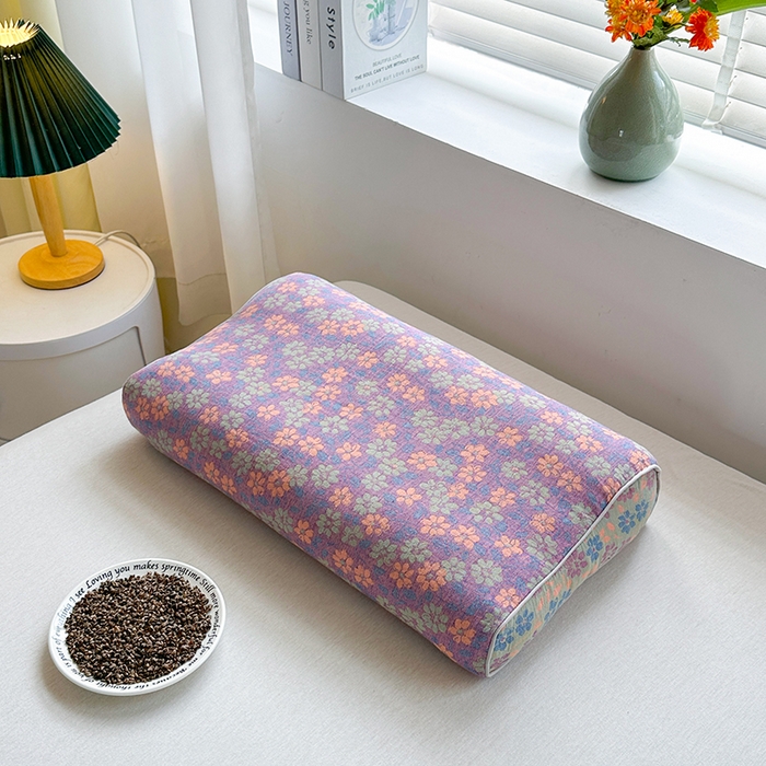 91家纺网 家纺一手货源 找家纺 （总）金牛枕芯 2025春夏新款全棉双层纱色织提花全荞麦枕牵引枕高低造型枕头枕芯