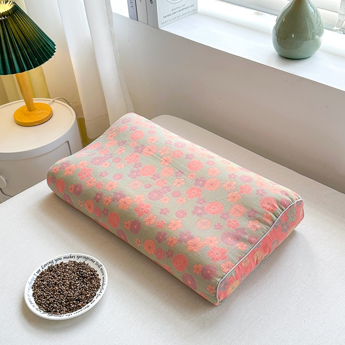 91家纺网 家纺一手货源 找家纺 （总）金牛枕芯 2025春夏新款全棉双层纱色织提花全荞麦枕牵引枕高低造型枕头枕芯