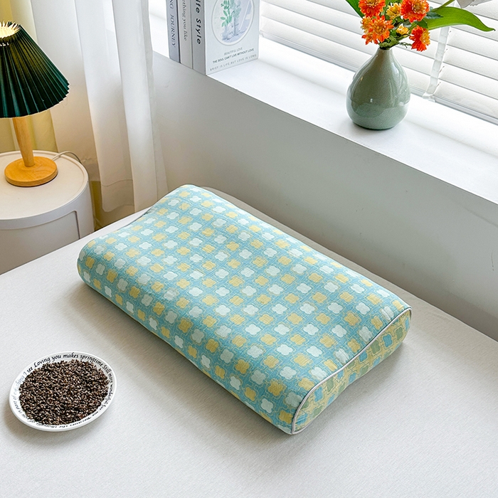 91家纺网 家纺一手货源 找家纺 （总）金牛枕芯 2025春夏新款全棉双层纱色织提花全荞麦枕牵引枕高低造型枕头枕芯