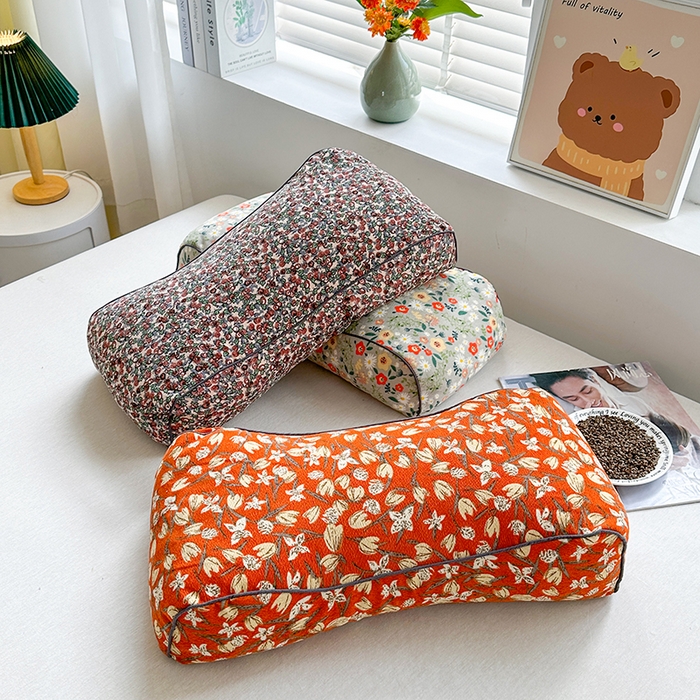 （总）金牛枕芯 2025春夏新款麻绳全棉立体双层纱宫廷风色织提花全荞麦枕牵引枕枕头枕芯