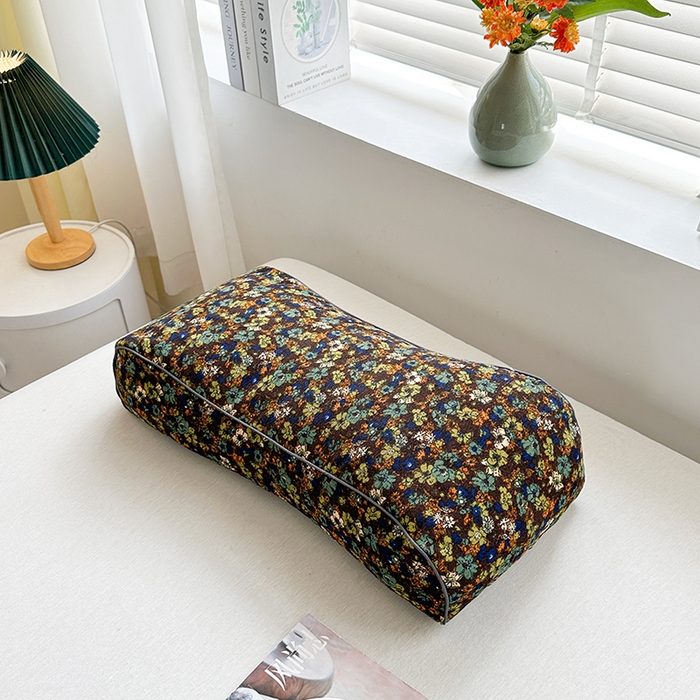 金牛枕芯 2025春夏新款麻绳全棉立体双层纱宫廷风色织提花全荞麦枕牵引枕枕头枕芯 夏日绿