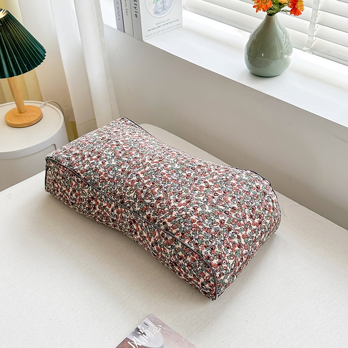 金牛枕芯 2025春夏新款麻绳全棉立体双层纱宫廷风色织提花全荞麦枕牵引枕枕头枕芯 乌子梅酱