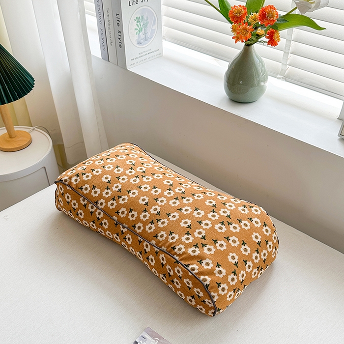 金牛枕芯 2025春夏新款麻绳全棉立体双层纱宫廷风色织提花全荞麦枕牵引枕枕头枕芯 丛林花