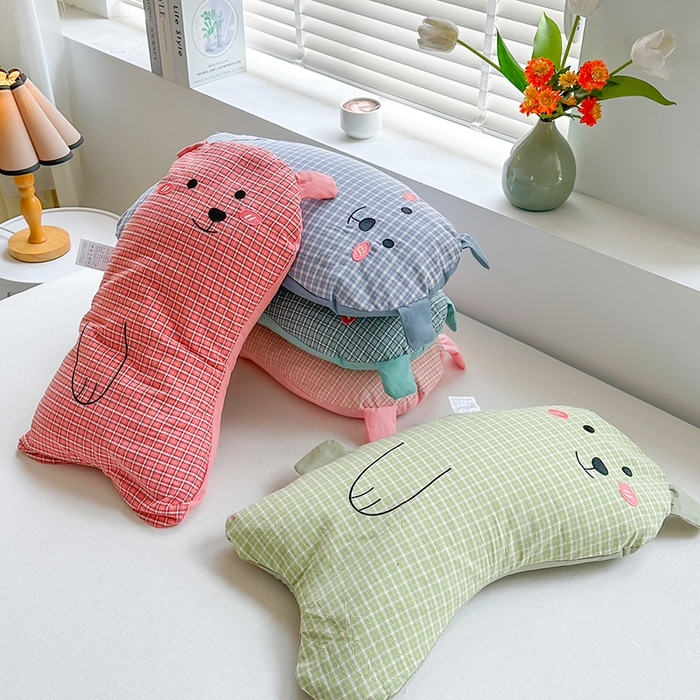 （总）金牛枕芯 2025春夏新款全棉纯棉水洗棉抱抱熊荞麦枕儿童枕头枕芯单枕芯