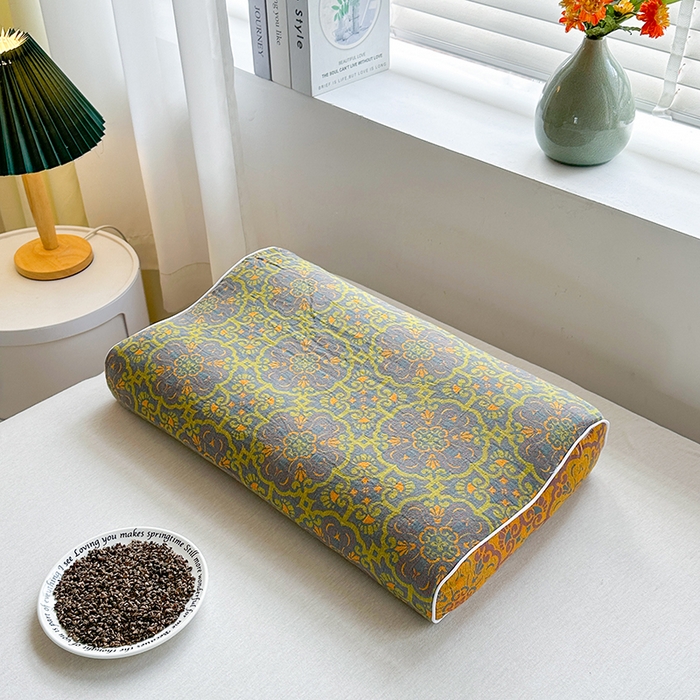 金牛枕芯 2025春夏新款全棉双层纱色织提花全荞麦枕牵引枕高低造型枕头枕芯 卡罗拉