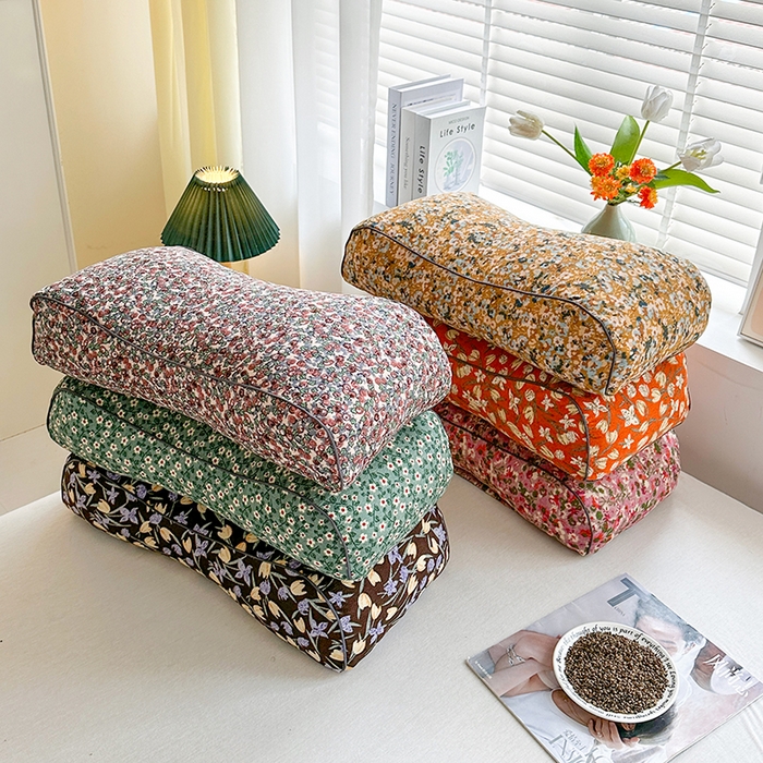 金牛枕芯 2025春夏新款麻绳全棉立体双层纱宫廷风色织提花全荞麦枕牵引枕枕头枕芯 组合图仅供展示